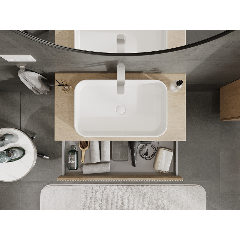 Mexen Rivel fürdőszobai mosdószekrény 90 cm, 1 fiók, barázdált, tölgy - 91A20-09023-1-BF81