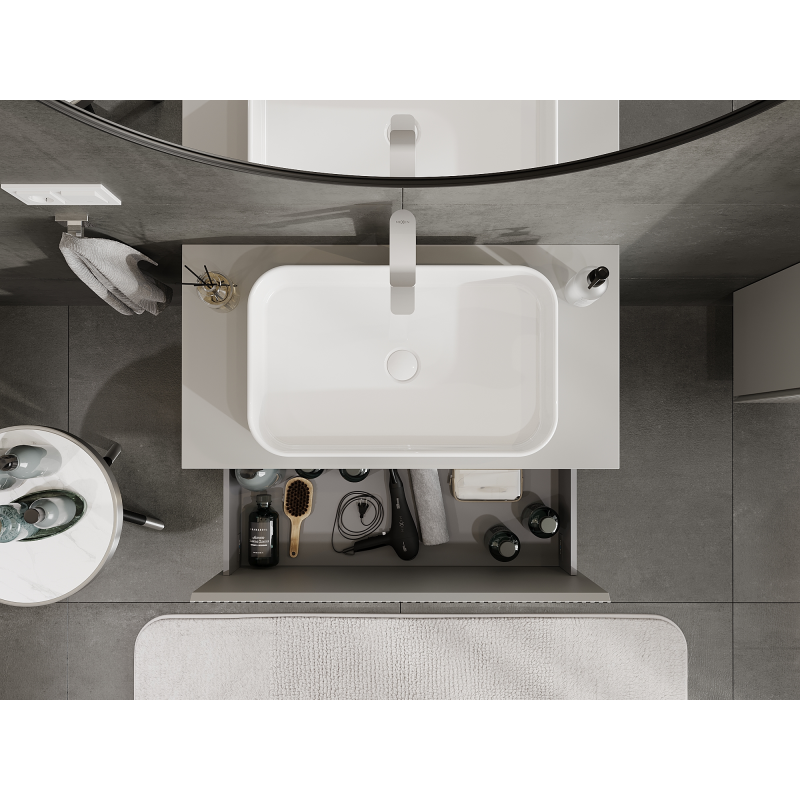 Mexen Rivel fürdőszobai szekrény mosdó alá 90 cm, 1 fiók, bordázott, szürke matt - 91A20-09047-1-BF62