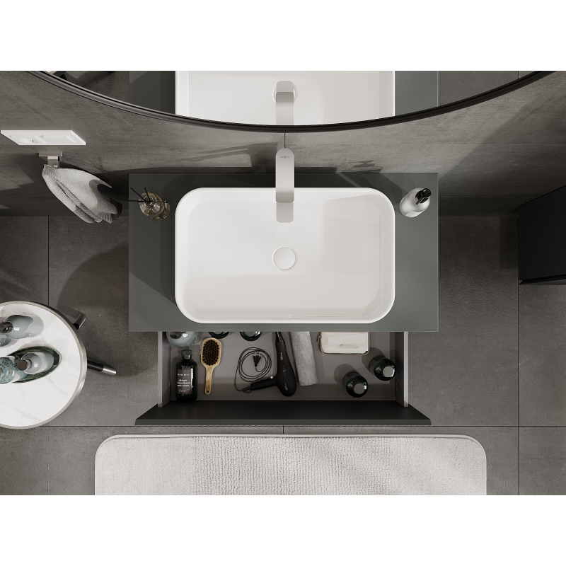 Mexen Rivel dulap baie sub lavoar 90 cm, 1 sertar, riflat, gri mat - 91A20-09047-1-BF66