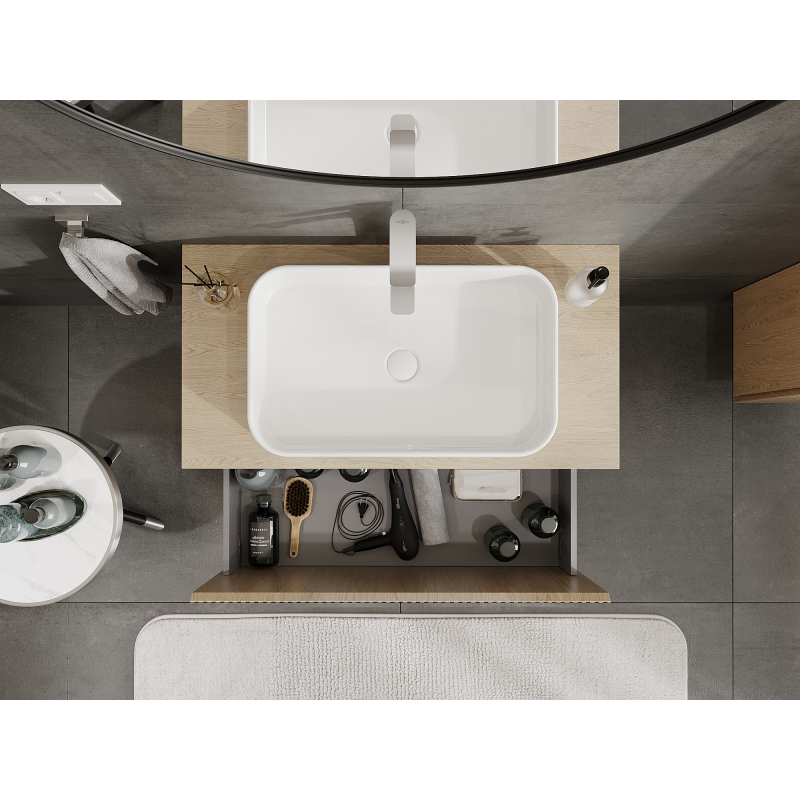 Mexen Rivel dulap baie sub lavoar 90 cm, 1 sertar, canelat, stejar - 91A20-09047-1-BF81