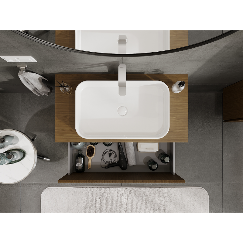 Mexen Rivel dulap baie sub chiuvetă 90 cm, 1 sertar, canelat, nuc - 91A20-09047-1-BF86