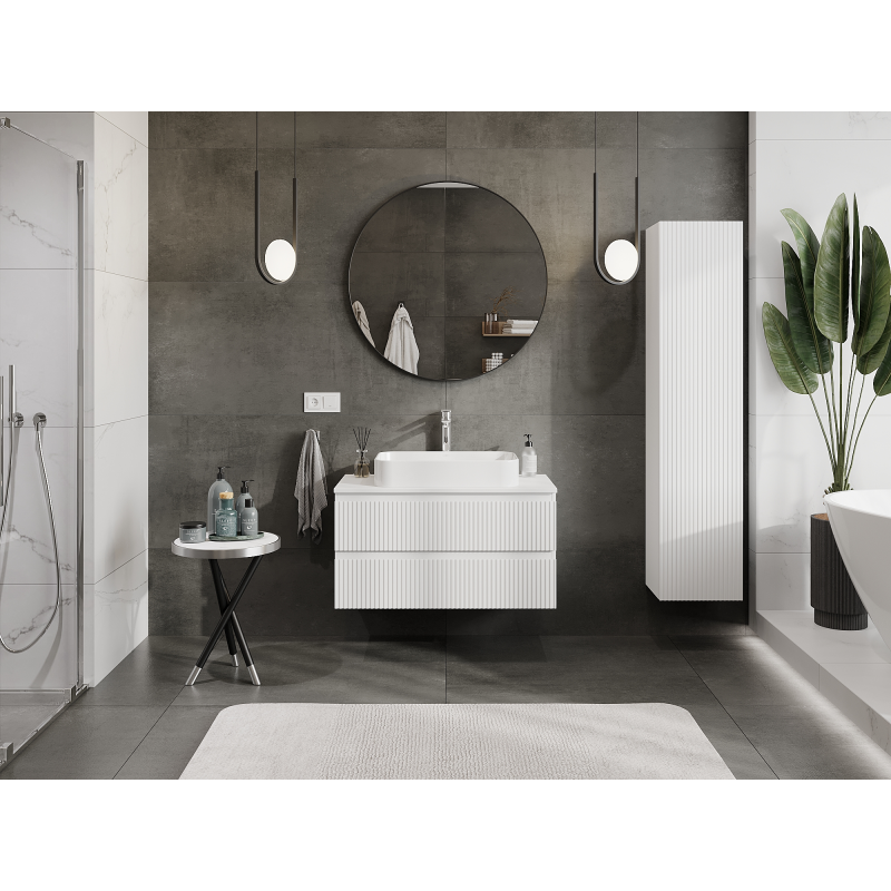 Mexen Rivel dulap baie sub chiuvetă 90 cm, 2 sertare, striat, alb mat - 91A20-09047-2-BFF01