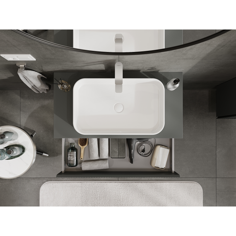 Mexen Rivel dulap de baie sub chiuvetă 90 cm, 2 sertare, canelat, grafit mat - 91A20-09047-2-BFF66