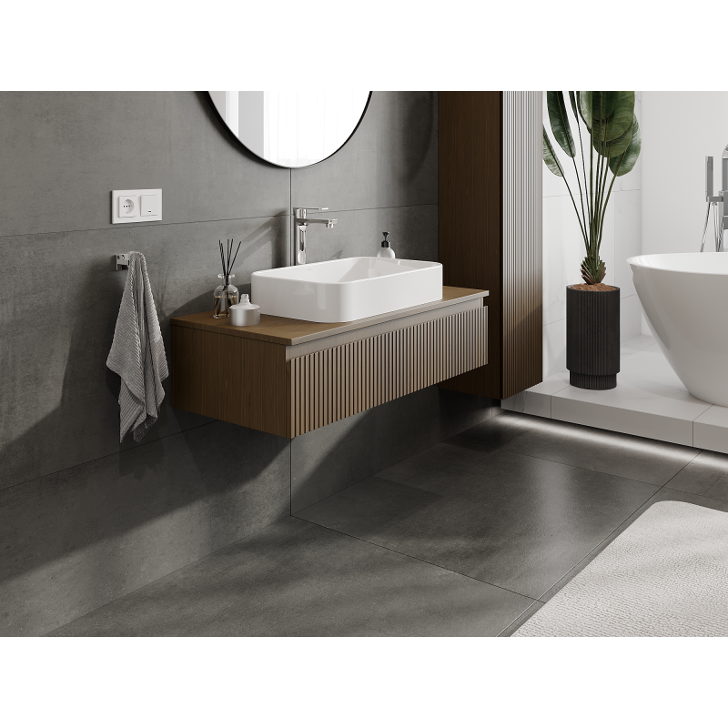 Mexen Rivel dulap baie sub chiuvetă 100 cm, 1 sertar, finisaj canelat, nuc - 91A20-10023-1-BF86