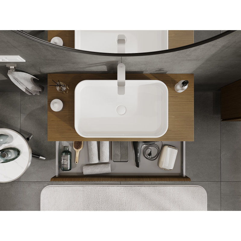 Mexen Rivel dulap baie sub chiuvetă 100 cm, 1 sertar, finisaj canelat, nuc - 91A20-10023-1-BF86