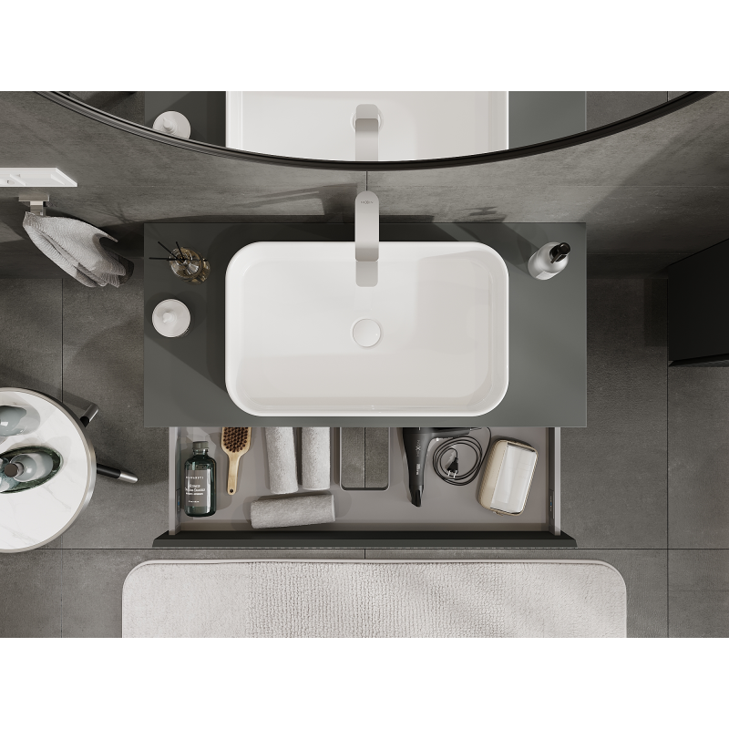 Mexen Rivel dulap baie sub lavoar 100 cm, 1 sertar, canelat, grafit mat - 91A20-10023-1-BF66