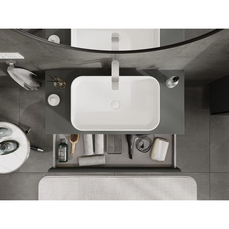 Mexen Rivel mosdószekrény 100 cm, 1 fiók, bordázott, matt grafit - 91A20-10023-1-BF66