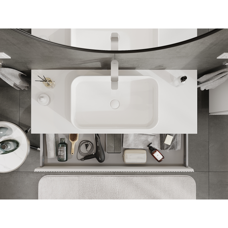 Mexen Rivel dulap baie sub lavoar 120 cm, 1 sertar, canelat, alb mat - 91A20-12023-1-BF01