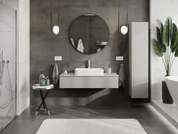 Mexen Rivel 120 cm-es fürdőszobai mosdószekrény, 1 fiók, bordázott, szürke matt - 91A20-12023-1-BF62