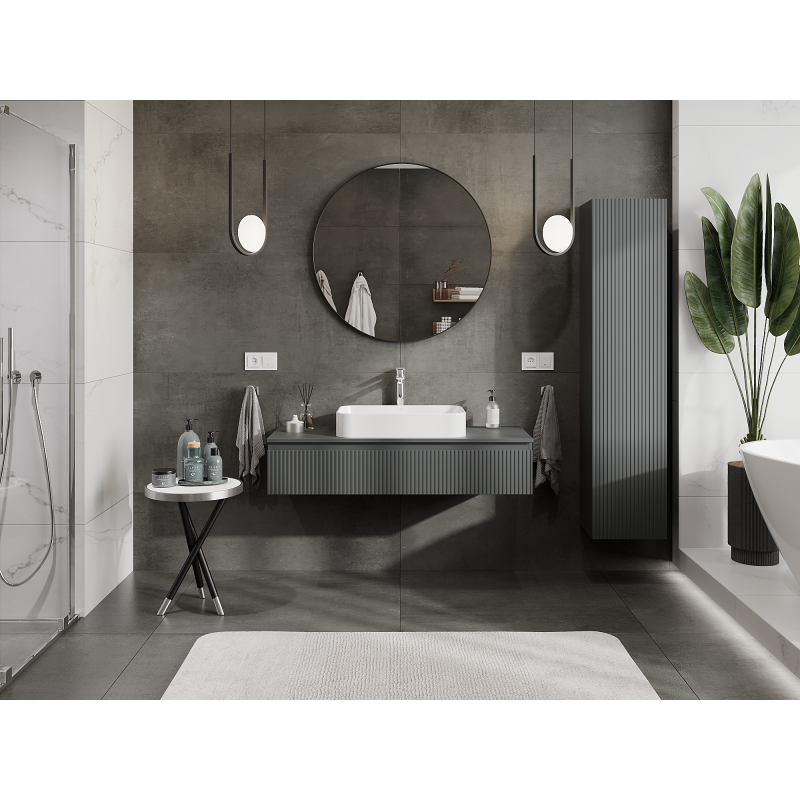 Mexen Rivel fürdőszobai mosdó alatti szekrény 120 cm, 1 fiók, barázdált, szürke matt - 91A20-12023-1-BF66