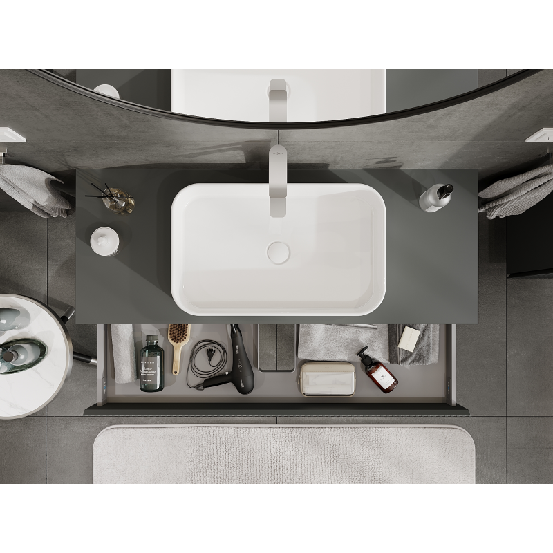 Mexen Rivel fürdőszobai mosdó alatti szekrény 120 cm, 1 fiók, barázdált, szürke matt - 91A20-12023-1-BF66