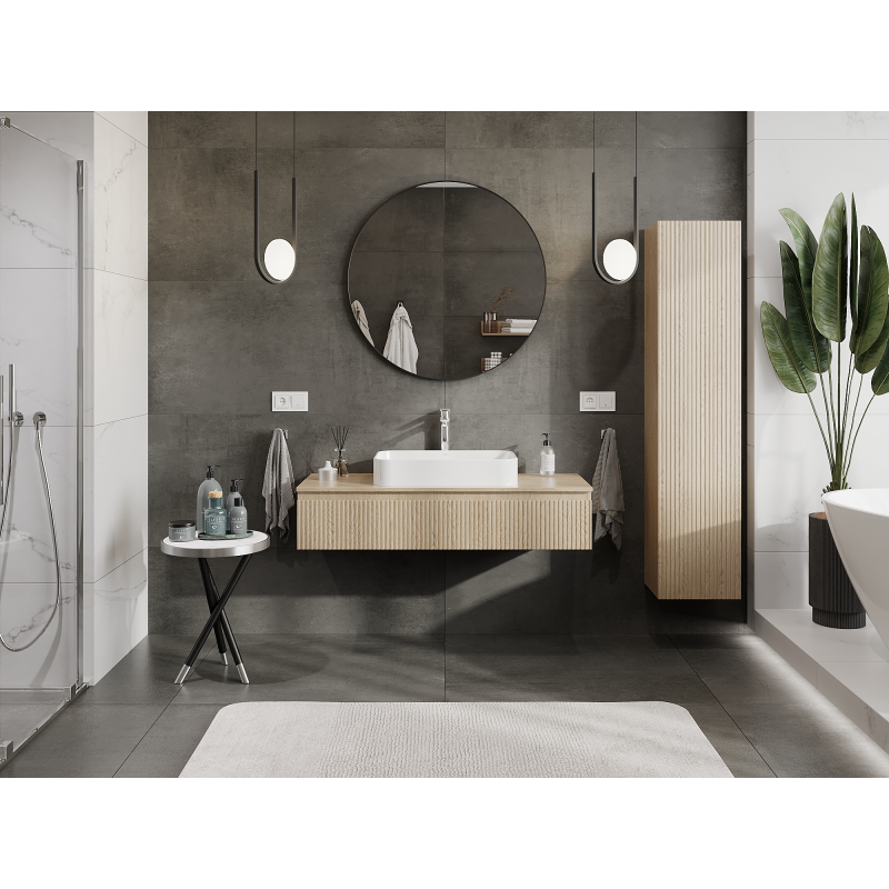 Mexen Rivel dulap baie sub chiuvetă 120 cm, 1 sertar, canelat, stejar - 91A20-12023-1-BF81