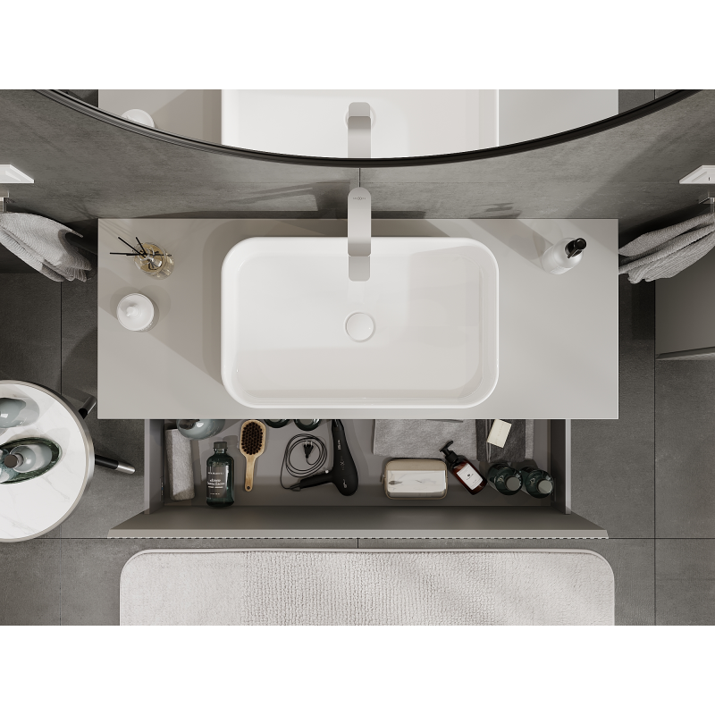 Mexen Rivel dulap baie sub lavoar 120 cm, 1 sertar, canelat, gri mat - 91A20-12047-1-BF62