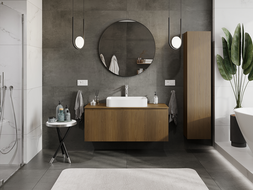 Mexen Rivel dulap baie sub lavoar 120 cm, 1 sertar, canelat, nuc - 91A20-12047-1-BF86