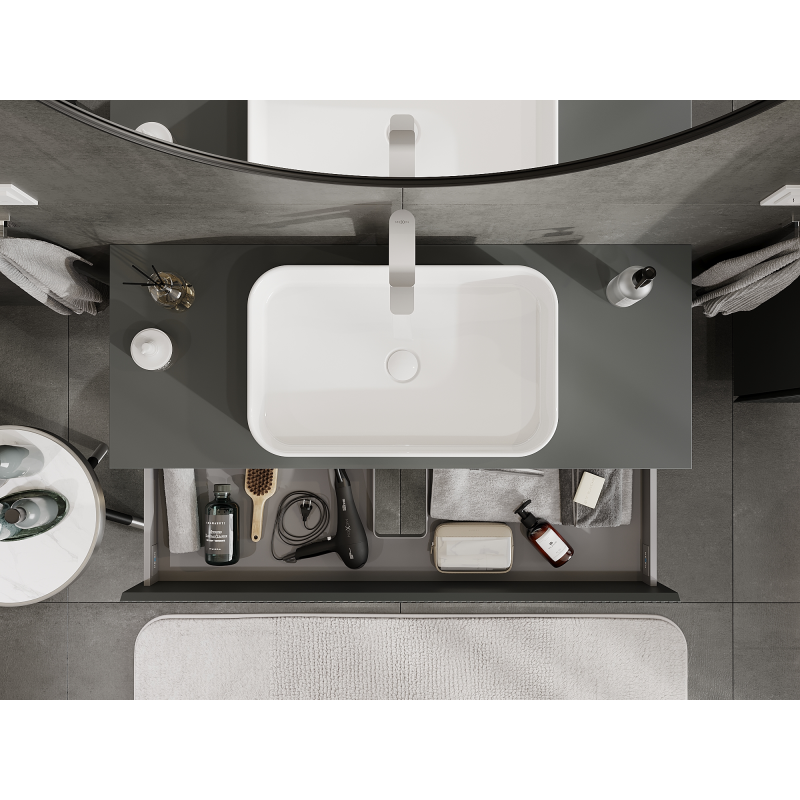 Mexen Rivel dulap baie sub lavoar 120 cm, 2 sertare, canelat, grafit mat - 91A20-12047-2-BFF66