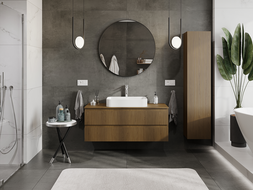 Mexen Rivel fürdőszobai mosdószekrény 120 cm, 2 fiókos, bordázott, dió - 91A20-12047-2-BFF86