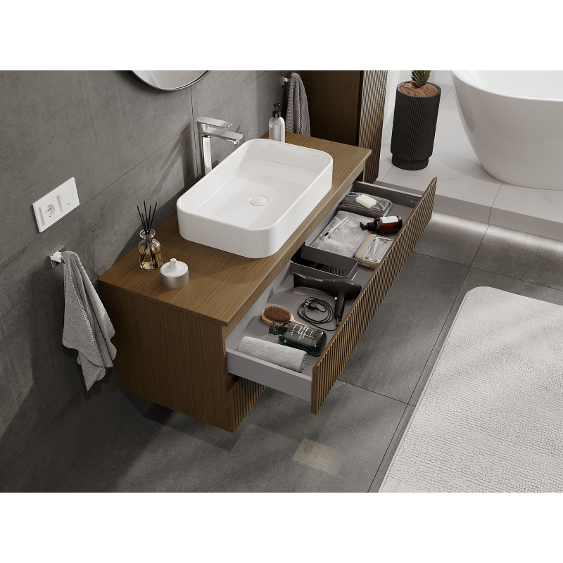 Mexen Rivel dulap baie de 120 cm, 2 sertare, canelat, nuc - 91A20-12047-2-BFF86