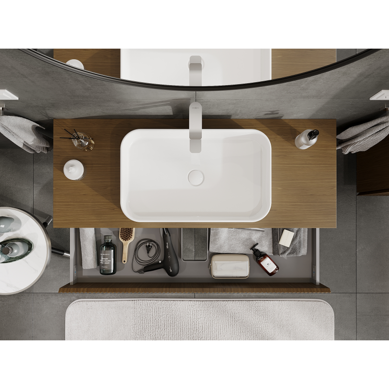 Mexen Rivel dulap baie de 120 cm, 2 sertare, canelat, nuc - 91A20-12047-2-BFF86