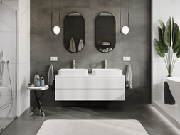 Mexen Rivel 140 cm-es, mosdó alatti fürdőszobai szekrény, 2 fiókos, barázdált, fehér matt - 91A20-14047-2-BFF01