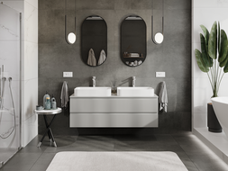 Mexen Rivel dulap de baie sub lavoar 140 cm, 2 sertare, canelat, gri mat - 91A20-14047-2-BFF62