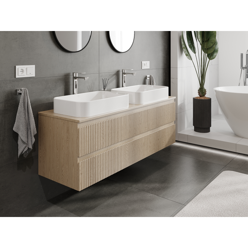 Mexen Rivel dulap baie sub chiuvetă 140 cm, 2 sertare, canelată, stejar - 91A20-14047-2-BFF81