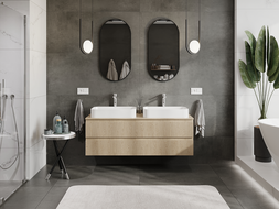 Mexen Rivel fürdőszobai mosdó alatti szekrény 140 cm, 2 fiók, bordázott, tölgy - 91A20-14047-2-BFF81