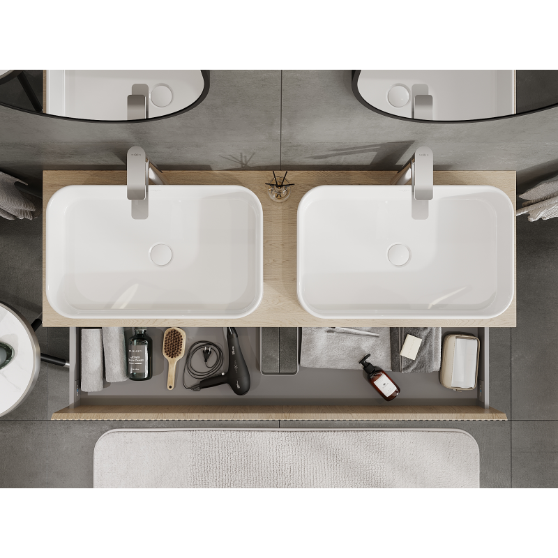 Mexen Rivel dulap baie sub chiuvetă 140 cm, 2 sertare, canelată, stejar - 91A20-14047-2-BFF81