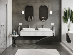 Mexen Rivel fürdőszobai mosdószekrény 160 cm, 1 fiók, bordázott, matt fehér - 91A20-16023-1-BF01