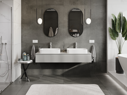 Mexen Rivel fürdőszobai szekrény mosdóhoz, 160 cm, 1 fiók, bordázott, szürke matt - 91A20-16023-1-BF62