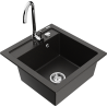 Mexen Vito chiuvetă de bucătărie din granit cu 1 compartiment și baterie Telma, negru/auriu metalic - 6503-75-670200-00