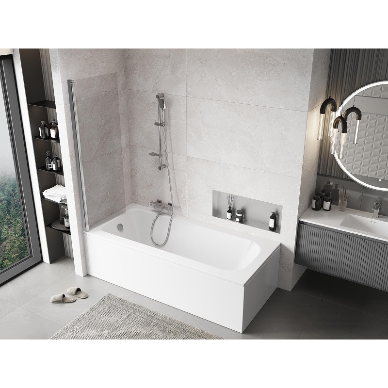 Mexen Mist 1-szárnyú fürdőkádparaván 60 x 150 cm, átlátszó, króm - 8A9-060-001-01-00