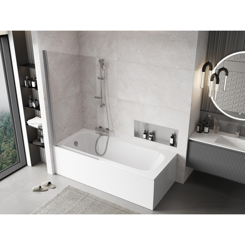 Mexen Mist paravan pentru cadă cu 1 aripă 90 x 150 cm, transparent, crom - 8A9-090-001-01-00