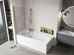 Mexen Mist paravan de cadă cu 1 canat 70 x 150 cm, transparent, auriu - 8A9-070-001-50-00