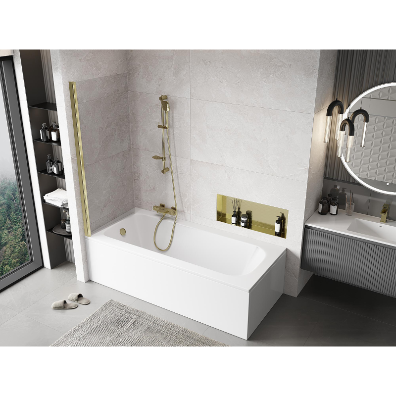 Mexen Mist paravan de cadă cu 1 canat 70 x 150 cm, transparent, auriu - 8A9-070-001-50-00