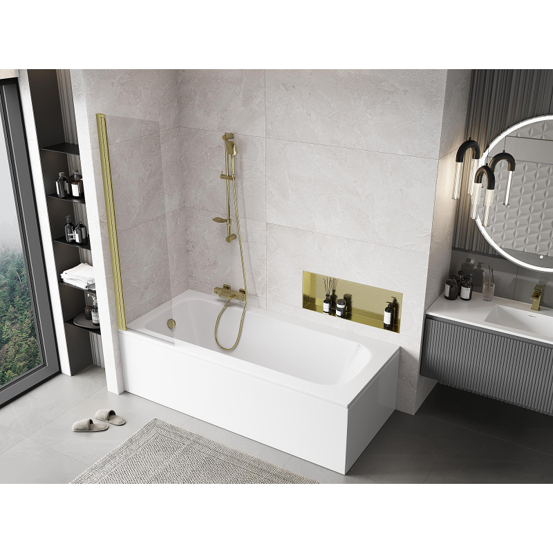 Mexen Mist paravan de baie cu un singur panou 50 x 150 cm, transparent, auriu periat - 8A9-050-001-55-00