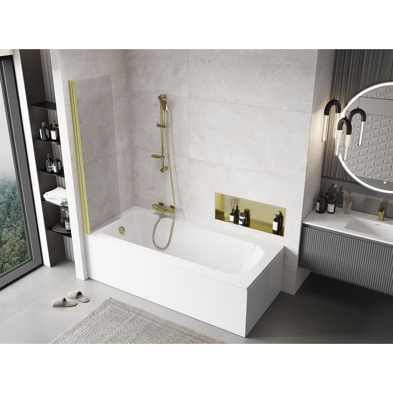 Mexen Mist paravan de baie cu un singur panou 50 x 150 cm, transparent, auriu periat - 8A9-050-001-55-00