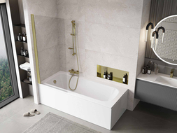 Mexen Mist egyszárnyú zuhanyfal, 80 x 150 cm, átlátszó, arany matt - 8A9-080-001-55-00