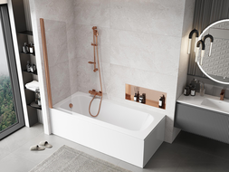 Mexen Mist paravan de cadă cu 1 canat 50 x 150 cm, transparent, cupru periat - 8A9-050-001-65-00