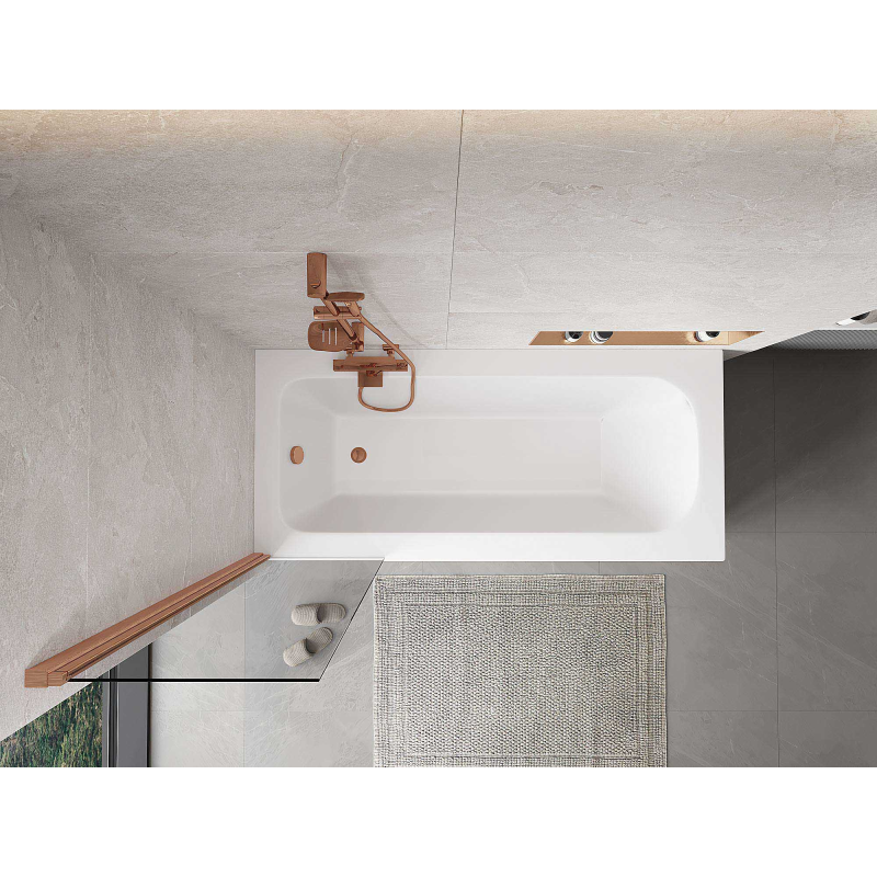 Mexen Mist 1-szárnyú kádparaván 50 x 150 cm, átlátszó, ecsetelt réz - 8A9-050-001-65-00