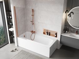 Mexen Mist paravan de cadă cu 1 panou 60 x 150 cm, transparent, cupru periat - 8A9-060-001-65-00