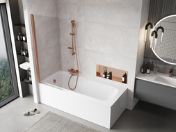 Mexen Mist paravan de baie 1-canat 70 x 150 cm, transparent, cupru periat - 8A9-070-001-65-00