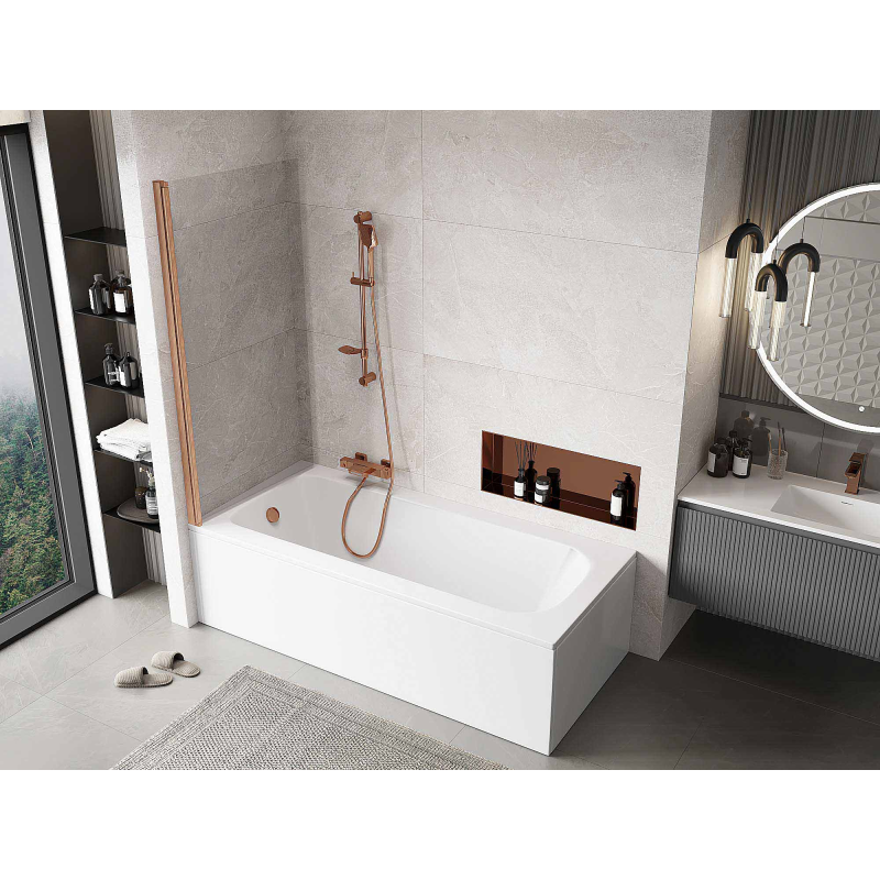 Mexen Mist paravan cadă de duș o aripă 80 x 150 cm, transparent, cupru periat - 8A9-080-001-65-00