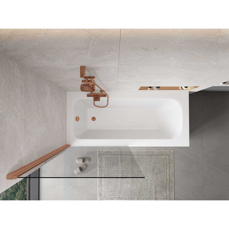 Mexen Mist egyszárnyú fürdőkád paraván 90 x 150 cm, átlátszó, kefe hatású réz - 8A9-090-001-65-00