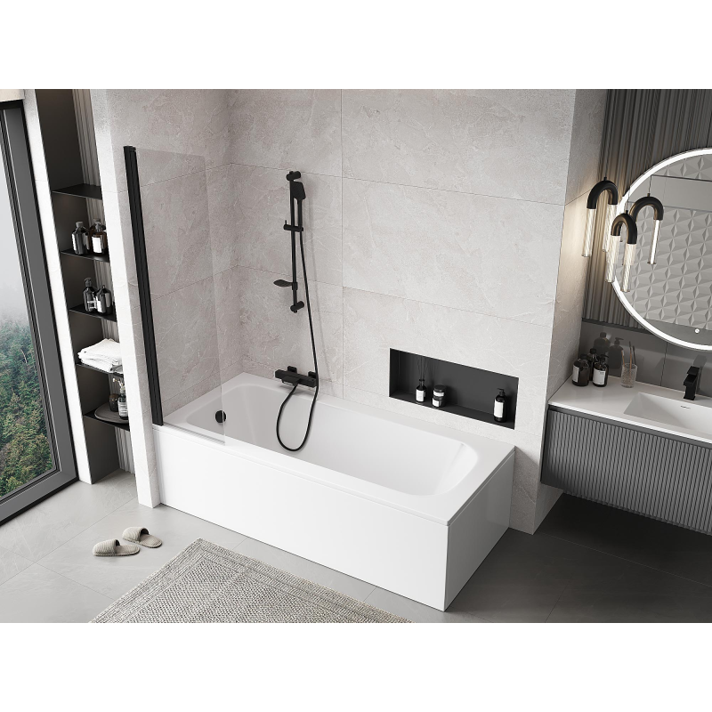 Mexen Mist perete despărțitor de duș cu un singur panou 50 x 150 cm, transparent, negru - 8A9-050-001-70-00