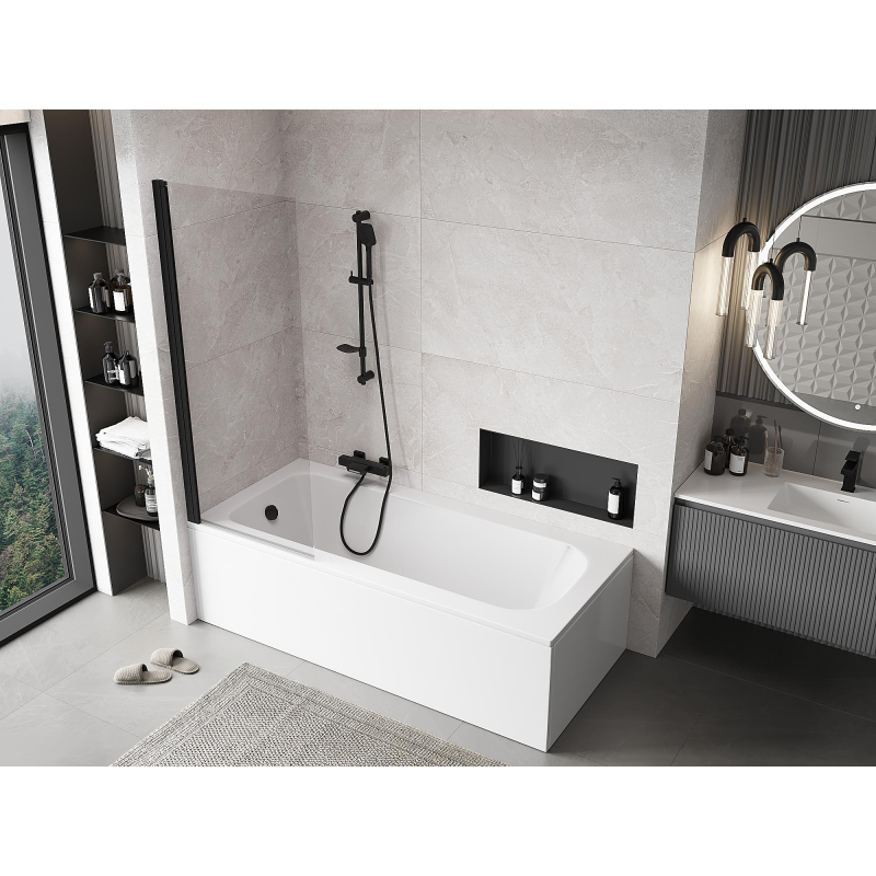 Mexen Mist paravan cadă 1-canat 70 x 150 cm, transparent, negru - 8A9-070-001-70-00