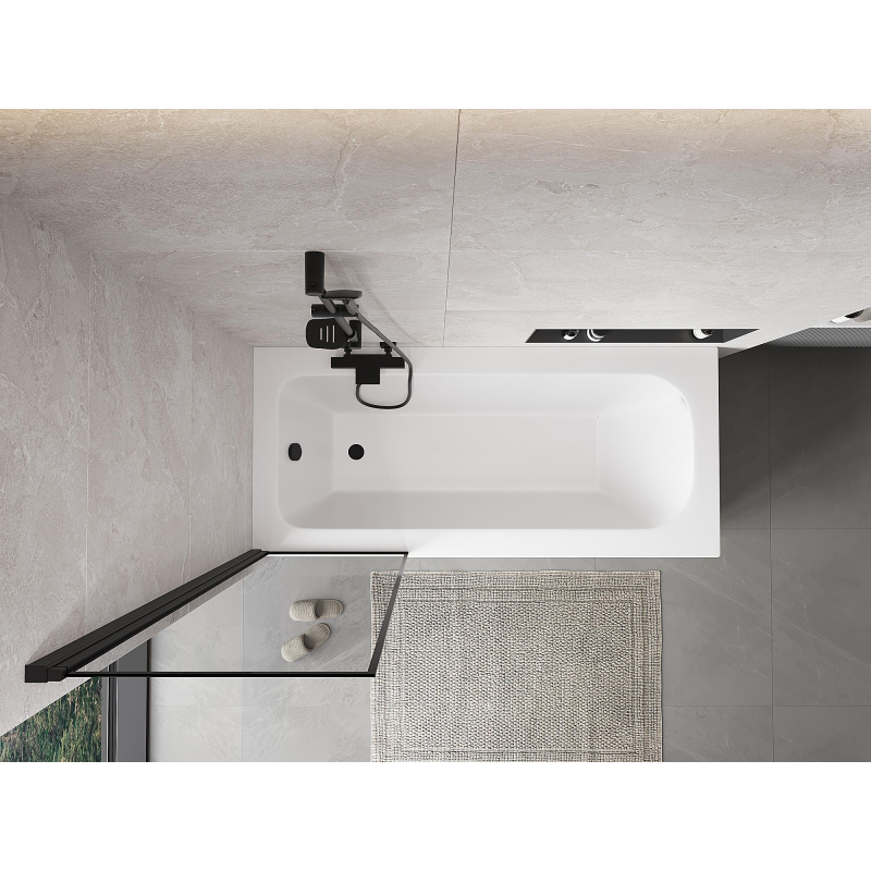 Mexen Mist paravan pentru cadă 1-panel stânga 60 x 150 cm, ramă neagră, negru - 8A9-060-001-70-70-L