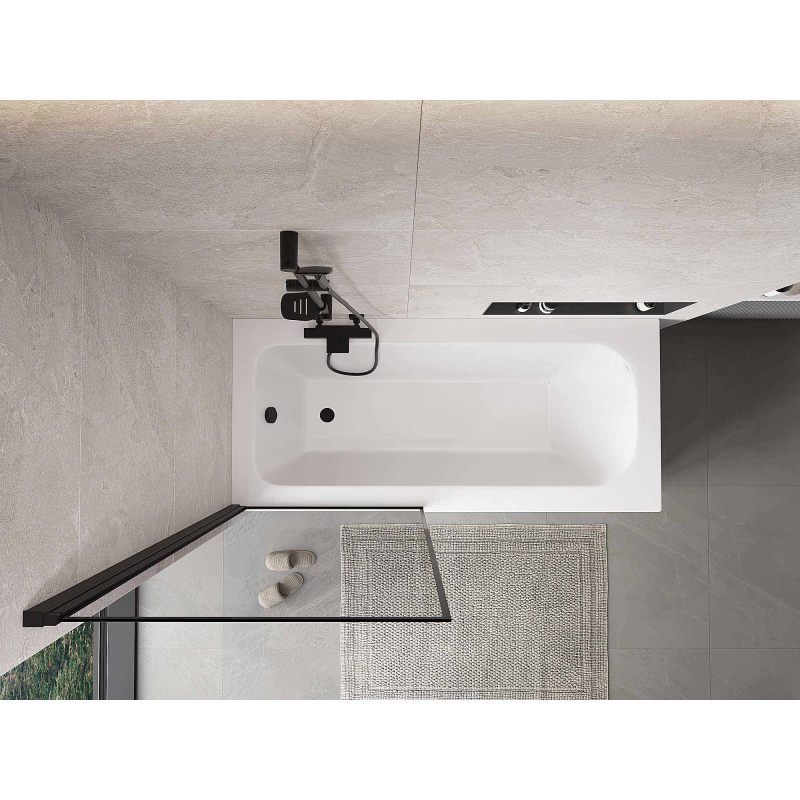 Mexen Mist paravan cadă cu un panou stânga 80 x 150 cm, ramă neagră, negru - 8A9-080-001-70-70-L