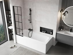 Mexen Mist paravan de duș cu 1 canat stânga 50 x 150 cm, grilaj negru, negru - 8A9-050-001-70-77-L