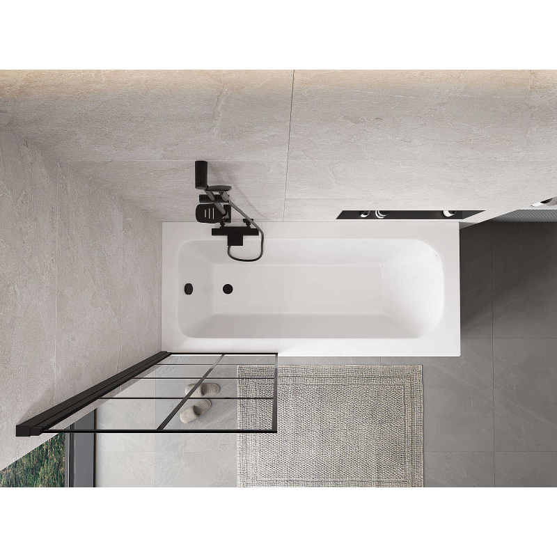 Mexen Mist paravan cadă cu un singur panou stânga 70 x 150 cm, grilaj negru, negru - 8A9-070-001-70-77-L