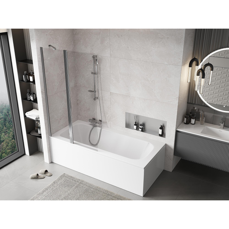 Mexen Mist paravan pentru cada cu 2 aripi 100 x 150 cm, transparent, crom - 8A9-100-011-01-00